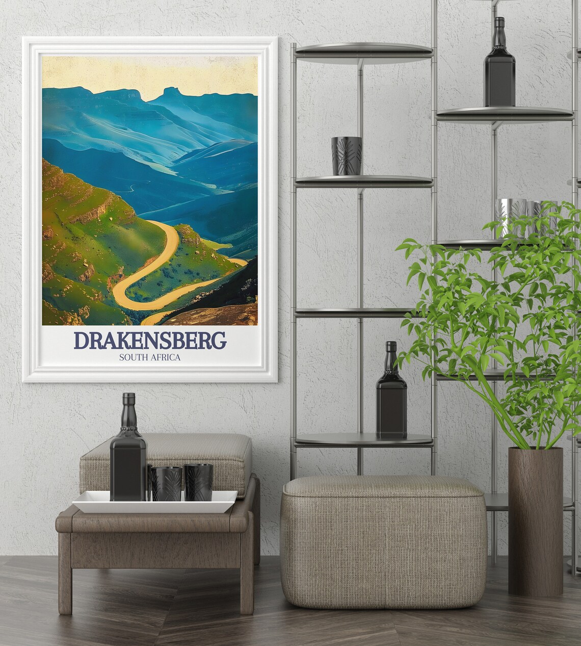 Drakensberg South Africa Sani Pass Winding Mountain Road Vista Poster - Image 2