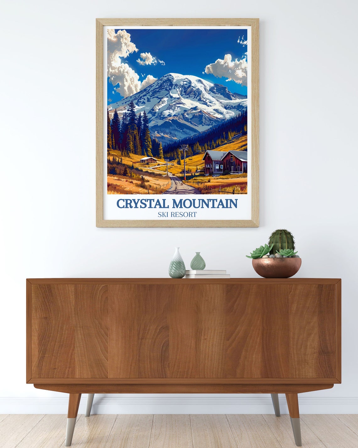 Crystal Mountain Ski Resort Golden Summer Meadow Alpine Poster - Image 3