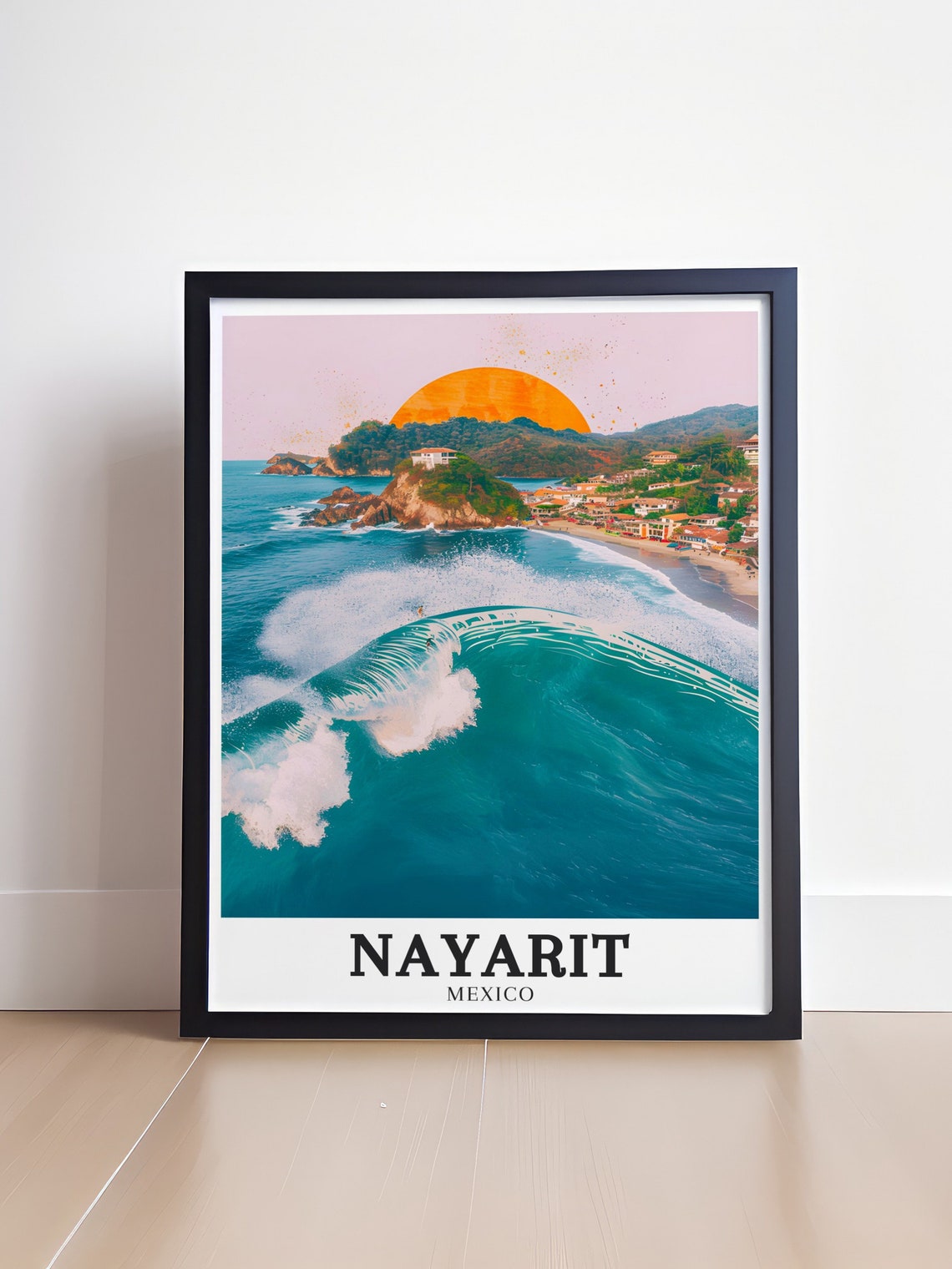 Nayarit Mexico Sayulita Coastline Sunset Wave Surf Beach Poster - Image 4