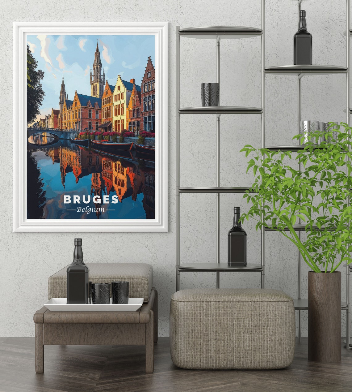 Bruges Belgium Travel Print Belgium Travel Gifts Bruges Canal Posters And Gifts Belgium Prints Bruges Belgium Watercolor - Image 4