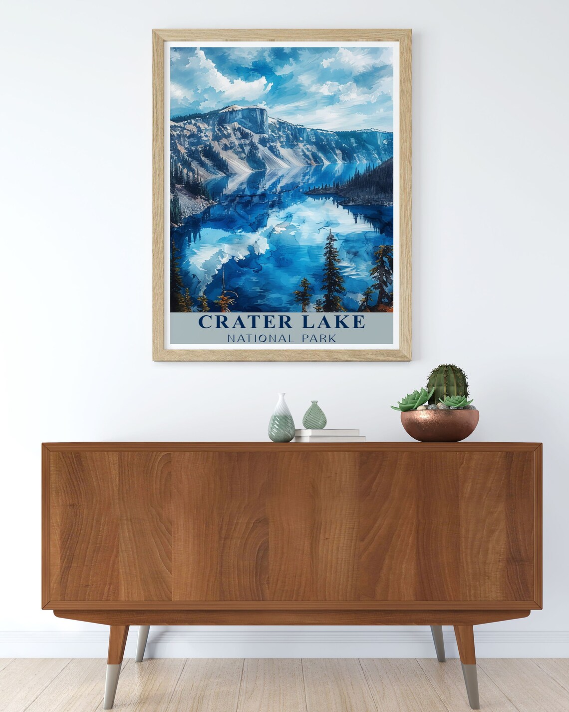 Crater Lake National Park Blue Lake Reflection Travel Poster - Image 2