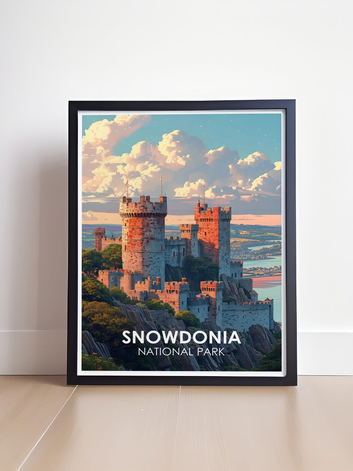 Snowdonia National Park Medieval Castle Towers Travel Poster - Image 4