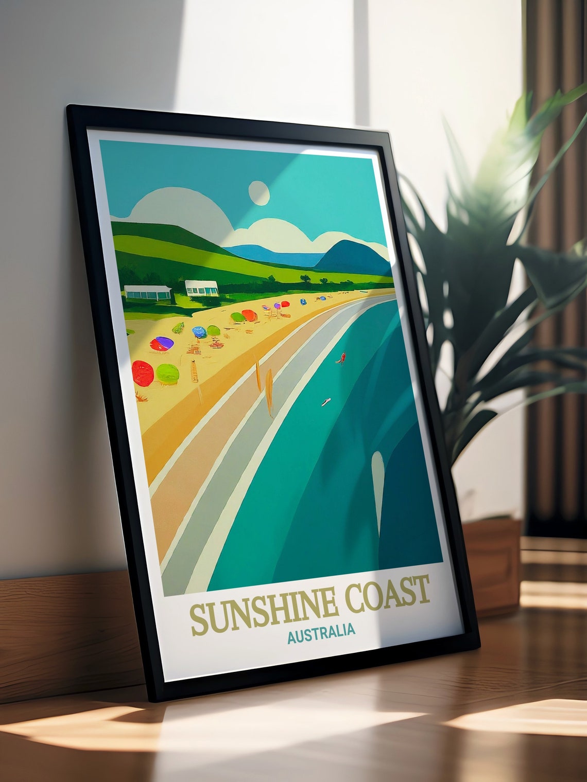 Sunshine Coast Australia Mooloolaba Beach Aerial Coastal Poster - Image 3