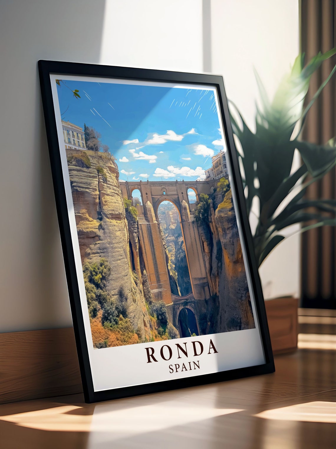 Ronda Spain Puente Nuevo Bridge Dramatic Gorge Travel Poster - Image 2