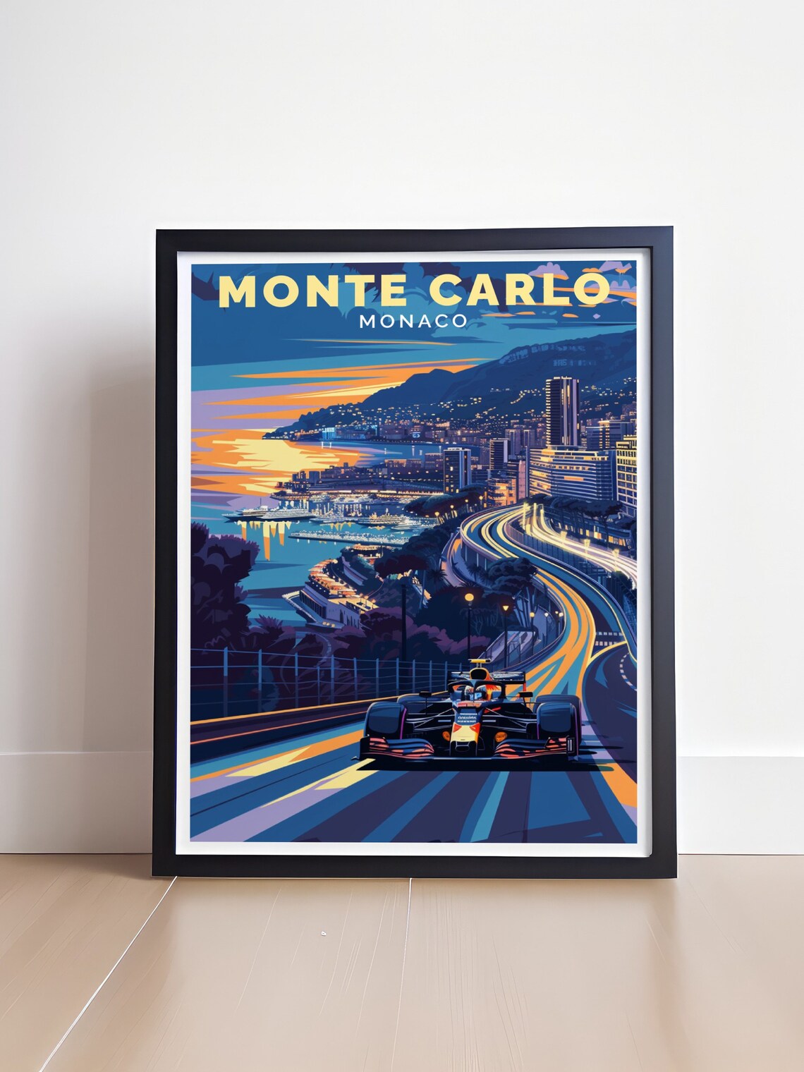 Monte Carlo Travel Poster, Grand Prix Racing Style - Image 4