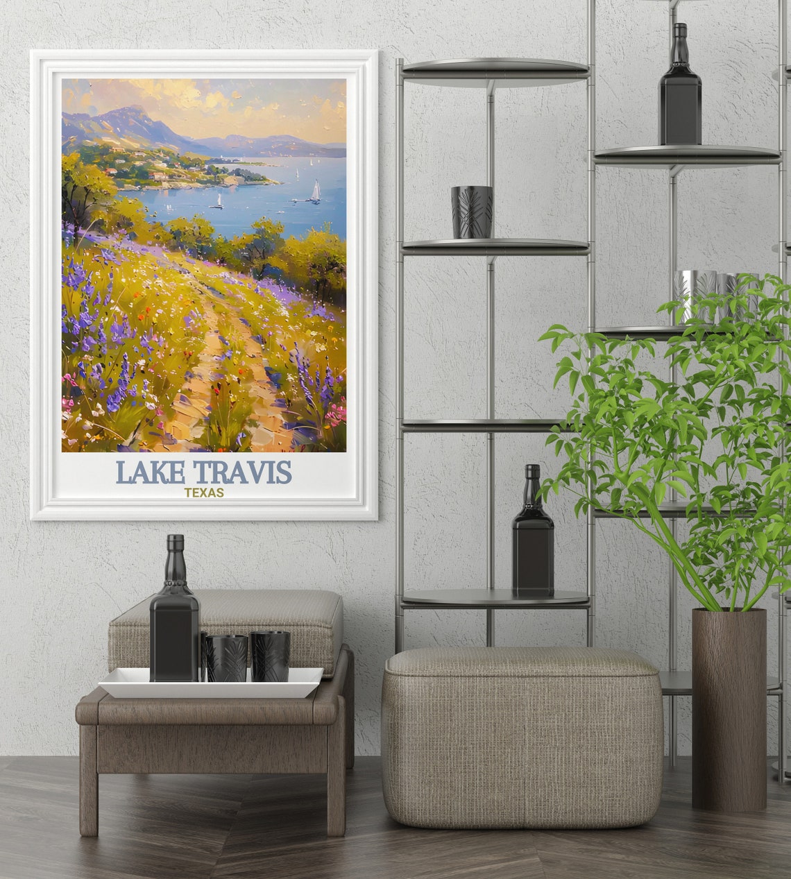 Lake Travis Texas Wildflower Trail Sailboat View Travel Poster - Image 2