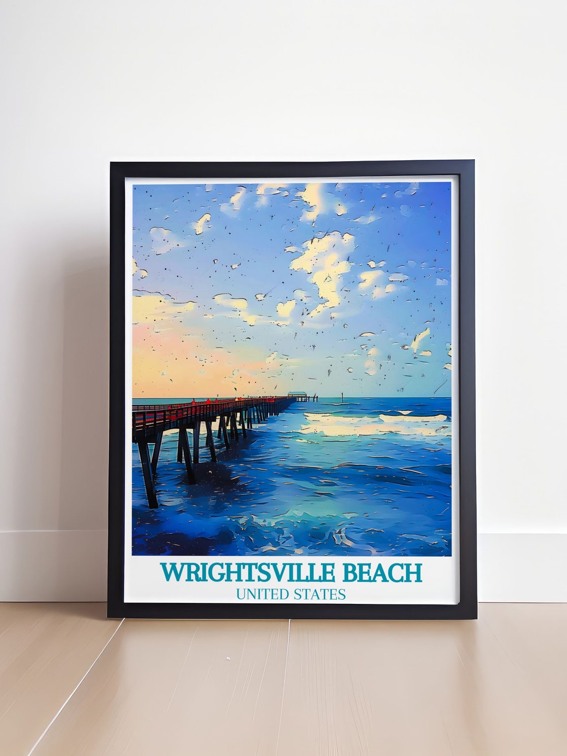 Wrightsville Beach Wall Art Travel Print From Wrightsville Johnnie Mercers Pier Art Print Wrightsville Beach Travel Poster - Image 4