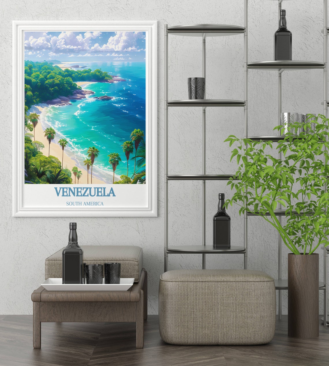 Venezuela South America Palm Cove Aerial Turquoise Beach View Poster - Image 3