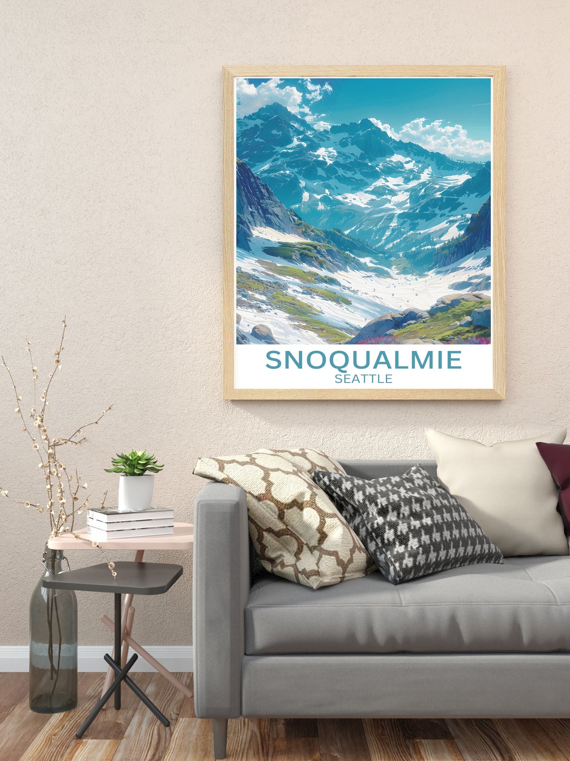 Snoqualmie Washington Jagged Peaks Alpine Meadow Summer Poster - Image 2