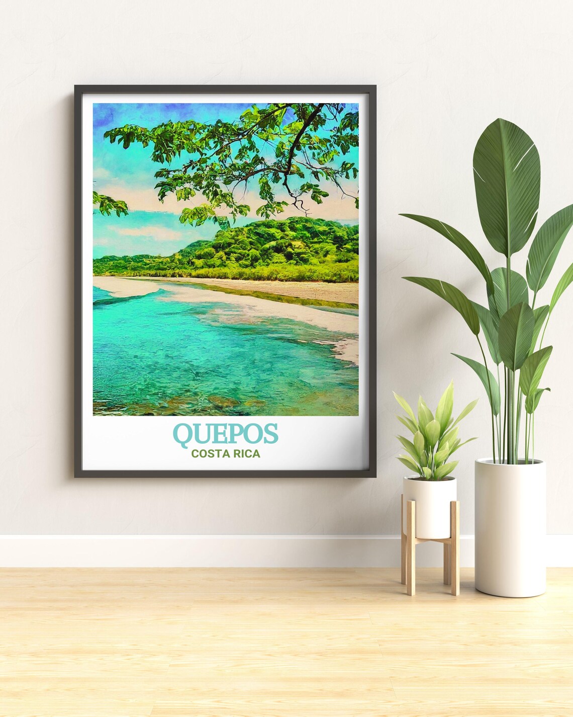 Quepos Costa Rica Turquoise Beach Jungle Fringe Travel Poster - Image 2