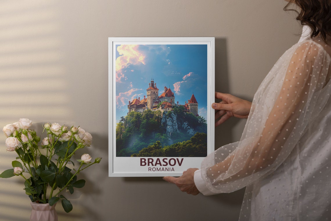 Brasov Romania Bran Castle Hilltop Forest Transylvania Travel Poster - Image 3