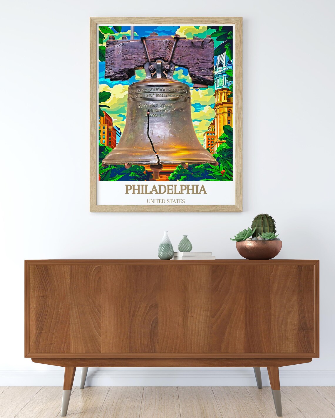 Philadelphia Liberty Bell Vibrant Pop Art City Skyline Pride Poster - Image 3