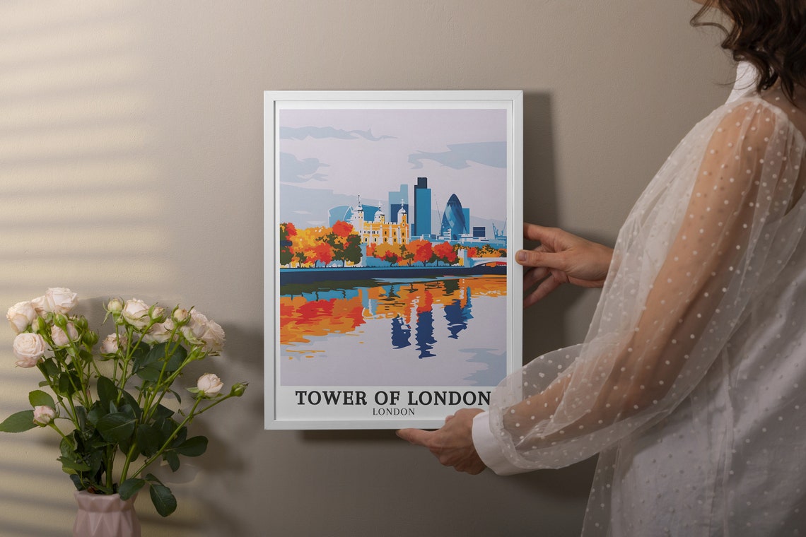 Tower Of London Colorful Riverside Skyline Autumn Thames View Poster - Image 2