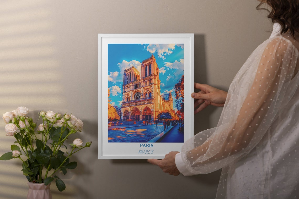 Notre Dame Cathedral Paris Sunset Facade Golden Light Travel Poster - Image 4