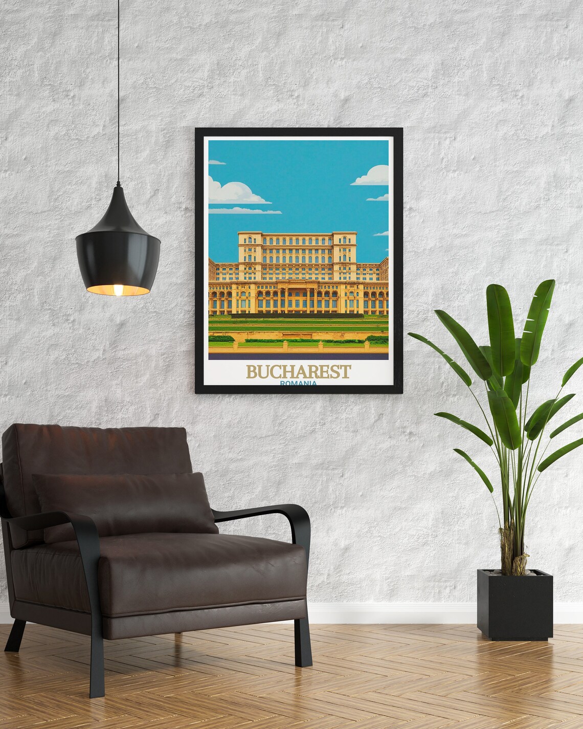 Bucharest Romania Palace of the Parliament Facade Travel Poster - Image 2