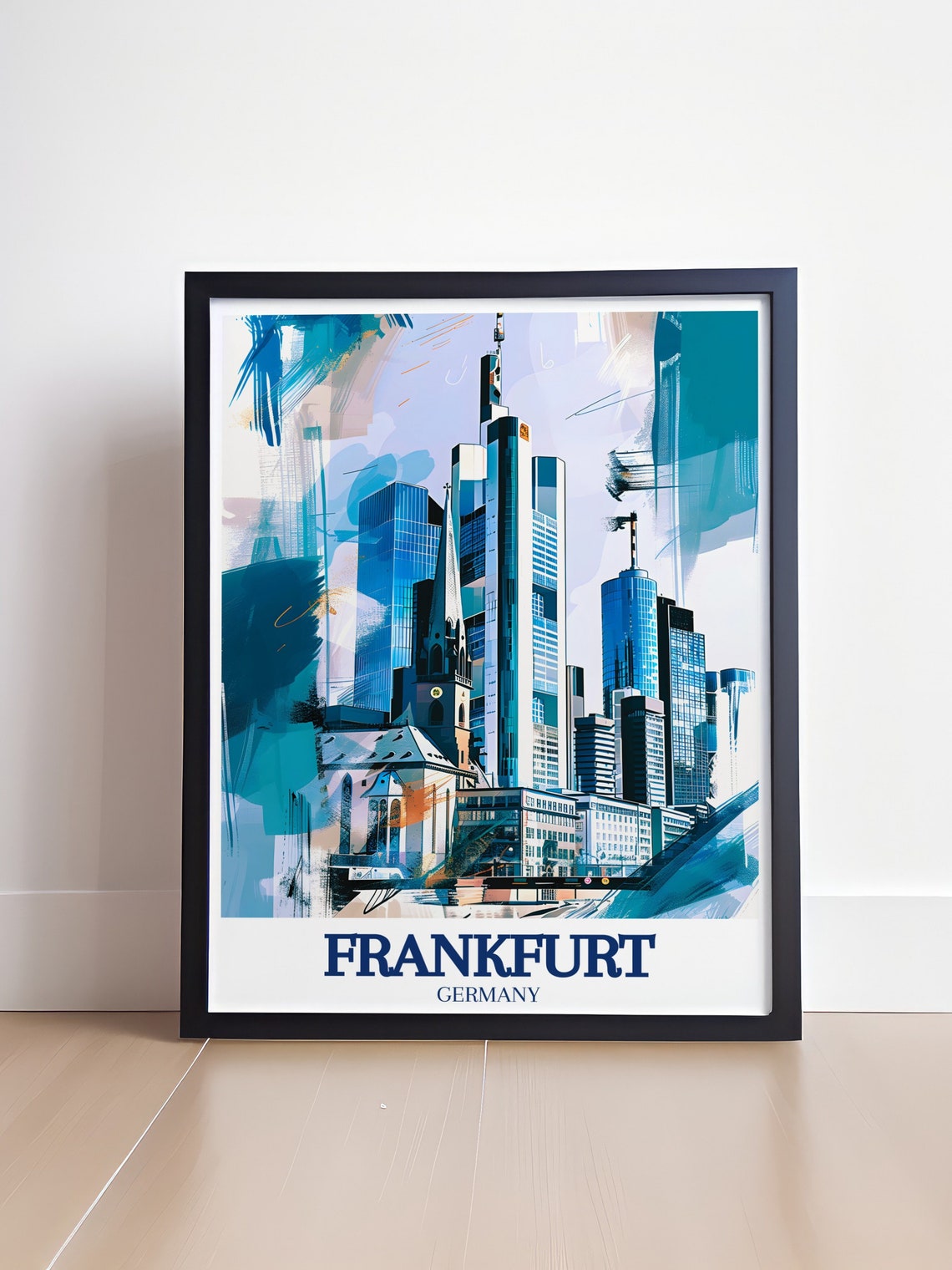 Frankfurt Commerzbank Tower Modern Skyline Abstract City Poster - Image 4