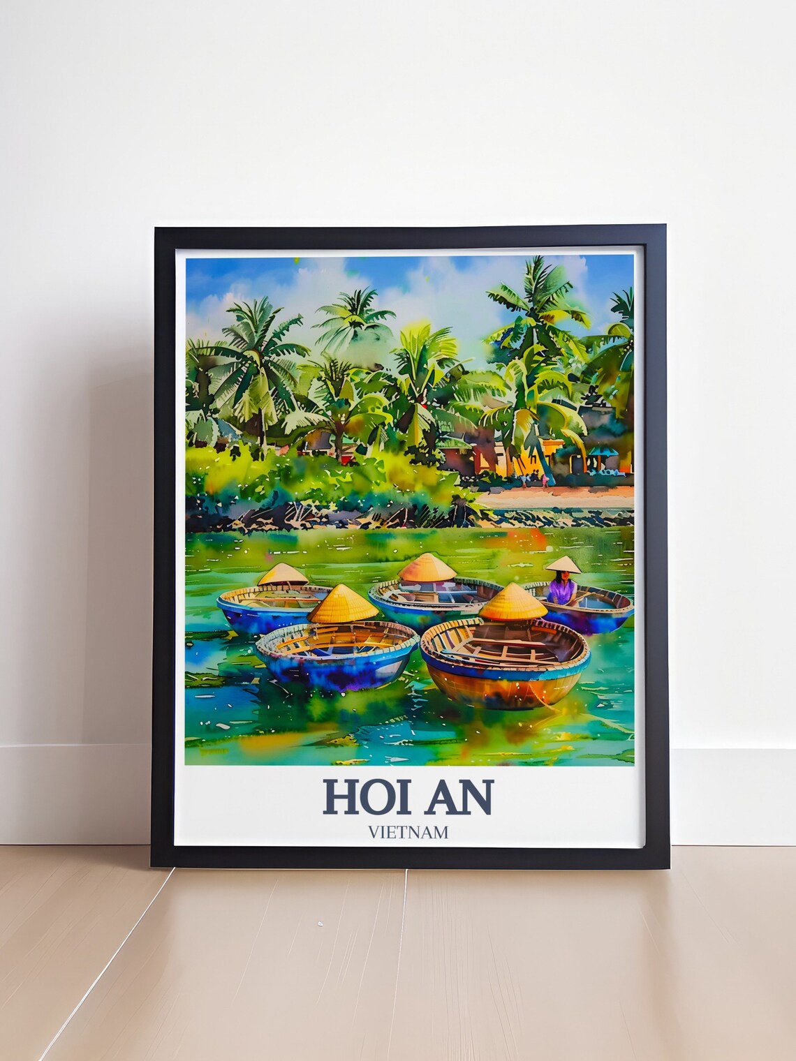 Hoi An Basket Boats Vietnam Palm River Round Boat Travel Poster - Image 4