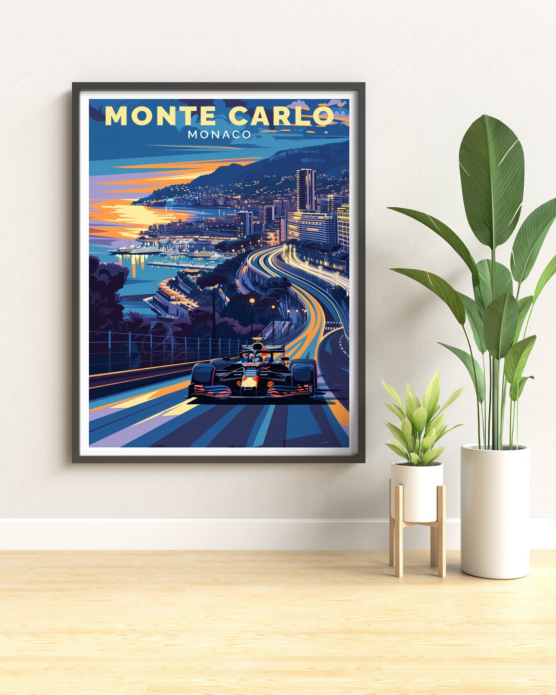 Monte Carlo Travel Poster, Grand Prix Racing Style - Image 2