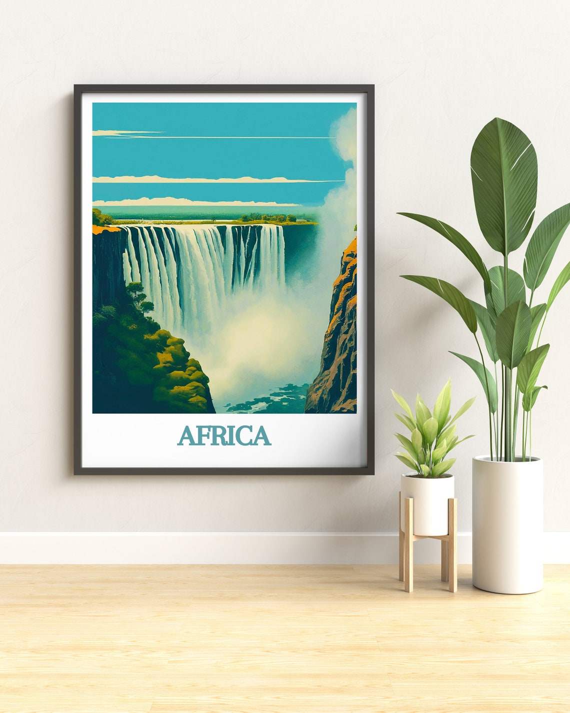 Victoria Falls Thundering Waterfall Africa Travel Vintage Poster - Image 2