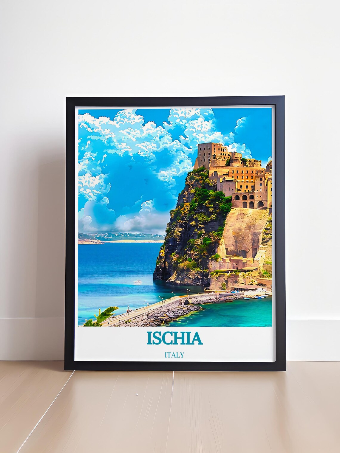 Ischia Italy Aragonese Castle Cliffside Coastal Panorama Travel Poster - Image 4