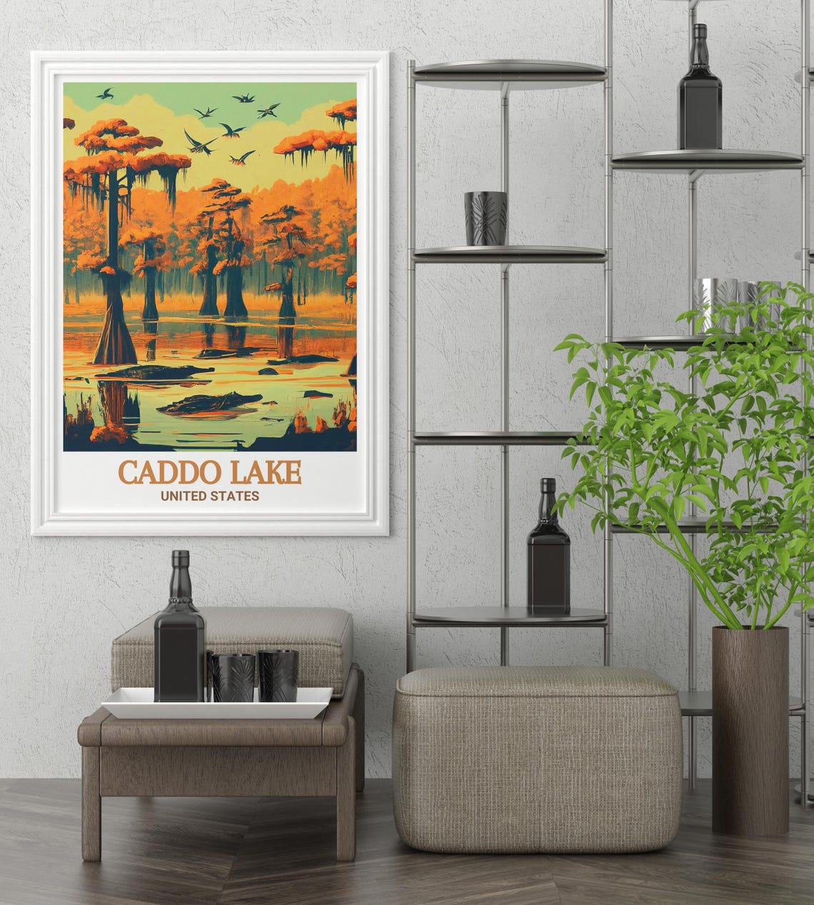 Caddo Lake Travel Poster Alligator Bayou Home Decor Caddo Lake Travel Print Alligator Bayou Art United States Poster Print - Image 2