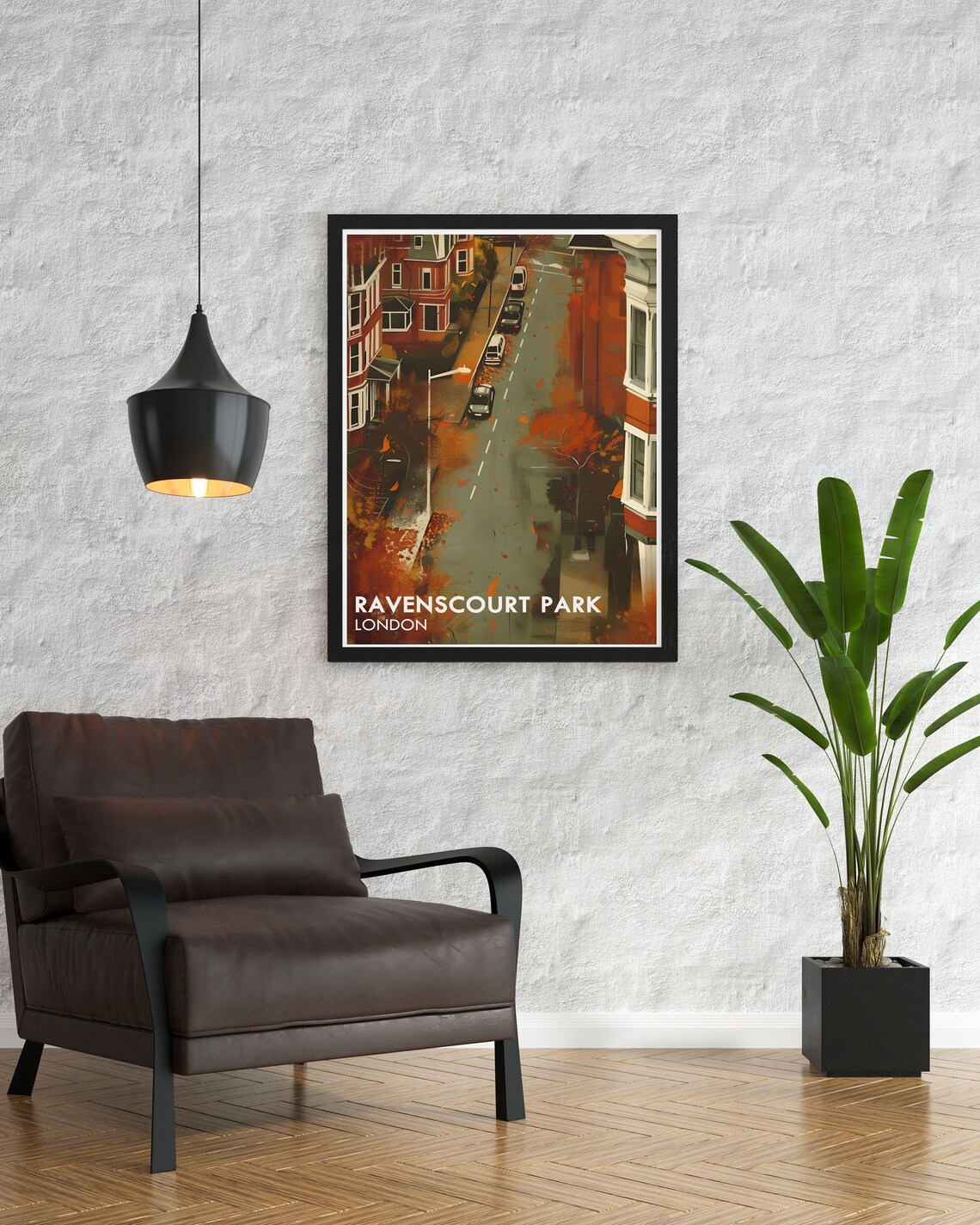 Ravenscourt Park London Autumn Street Scene Retro Travel Poster - Image 2