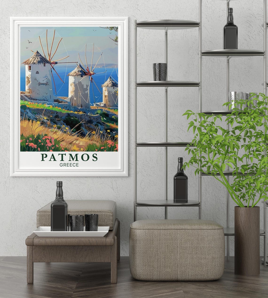Patmos Poster Print Windmills Of Patmos Print Patmos Home Decor Windmills Of Patmos Art Patmos Art Print Greece Living Room Decor - Image 3