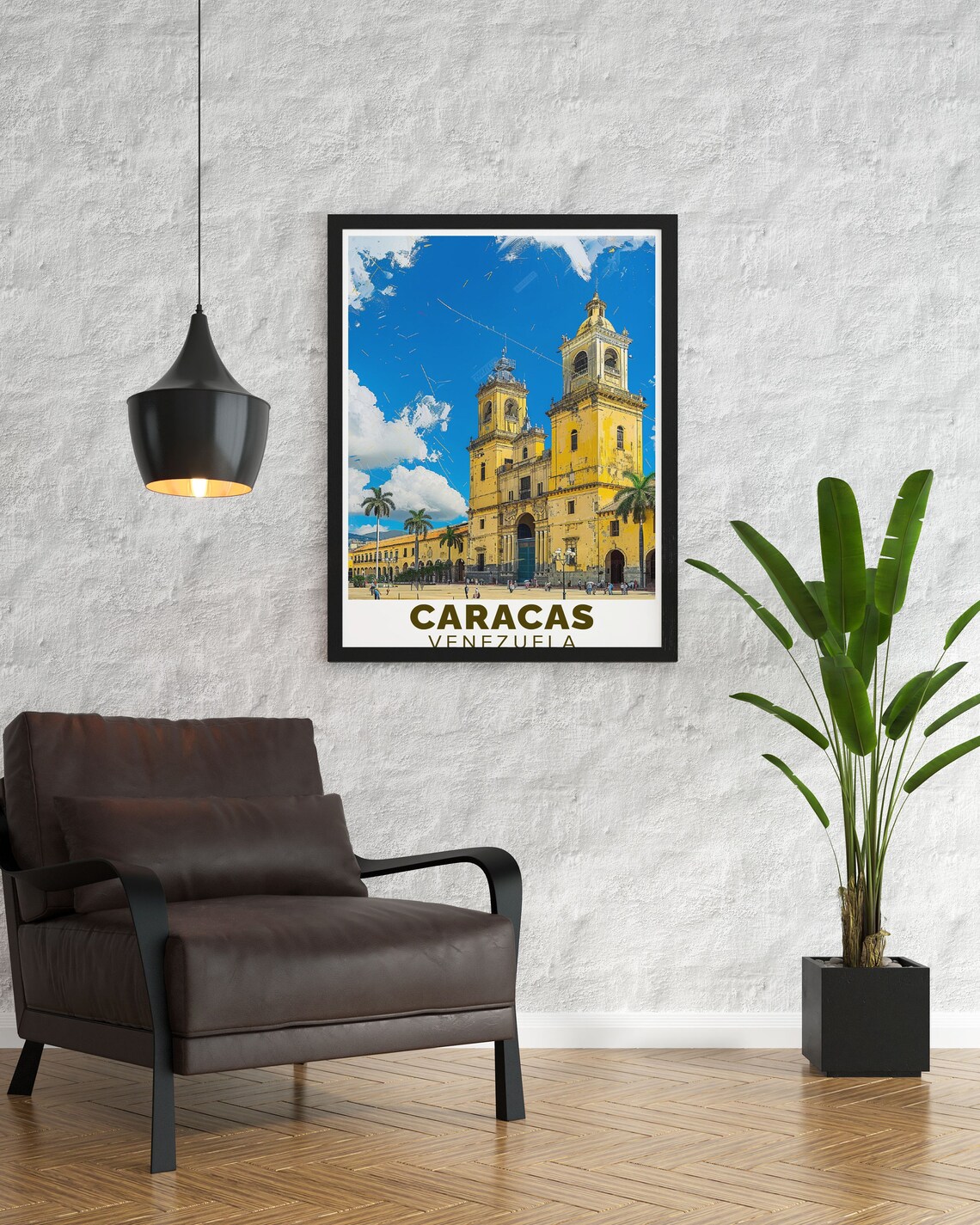 Caracas Skyline Poster Venezuela Art Print Caracas Travel Poster Plaza Bolivar Print Venezuela Art Decor - Image 2