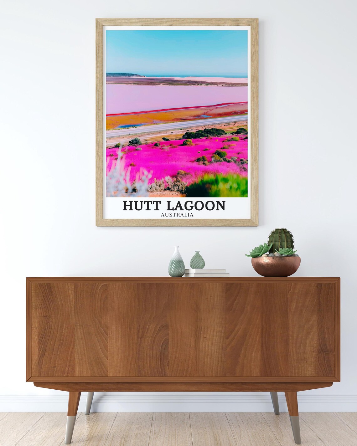 Hutt Lagoon Australia Pink Lake Red Salt Flats Sunset Scene Poster - Image 2