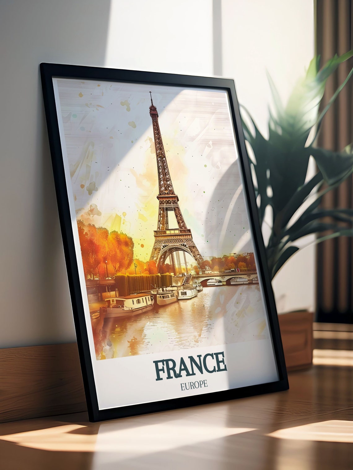 Eiffel Tower Paris Autumn Seine River in Golden Evening Light Poster - Image 2