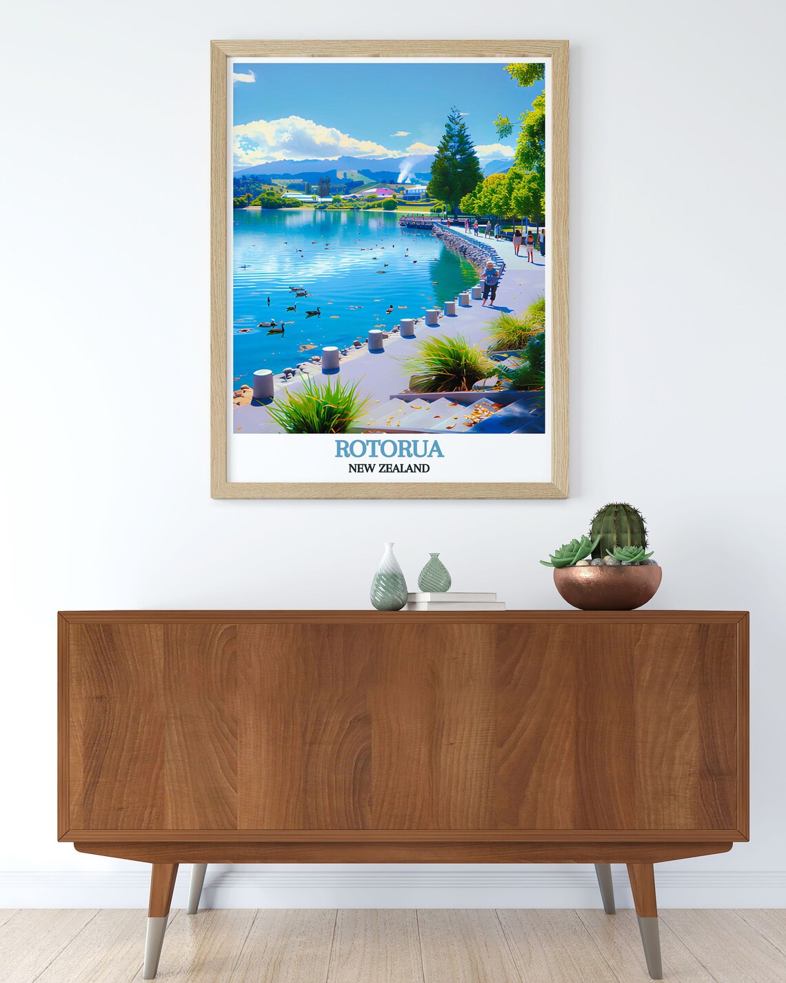 Lake Rotorua Lakeside Promenade Ducks New Zealand Travel Poster - Image 3