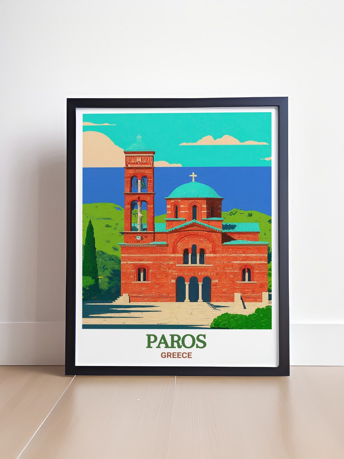 Paros Greece Red Brick Church Bell Tower Cycladic Island Poster - Image 4