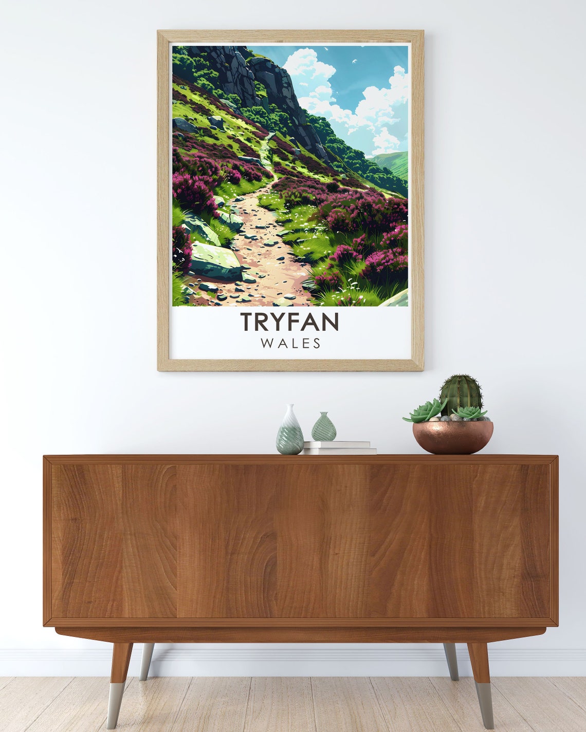 Tryfan Wales Heather Trail Path through the Rocky Crags Poster - Image 3