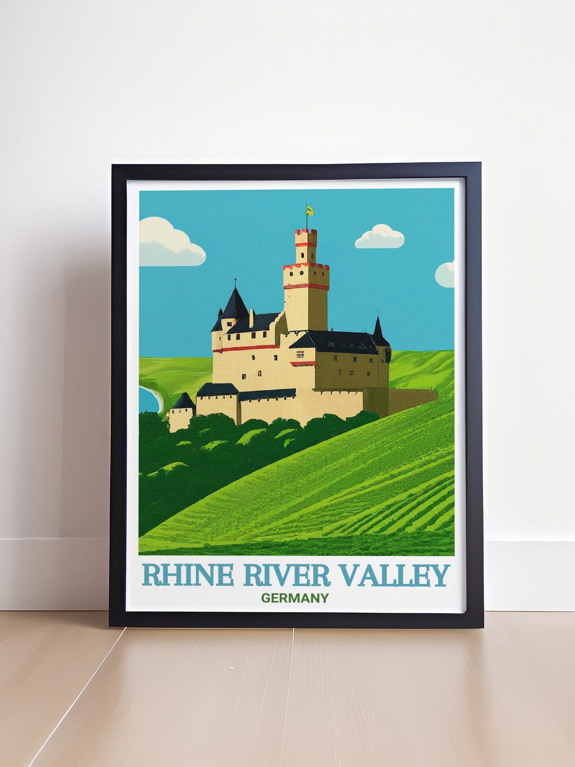 Marksburg Castle Rhine River Valley Germany Hilltop Travel Poster - Image 4