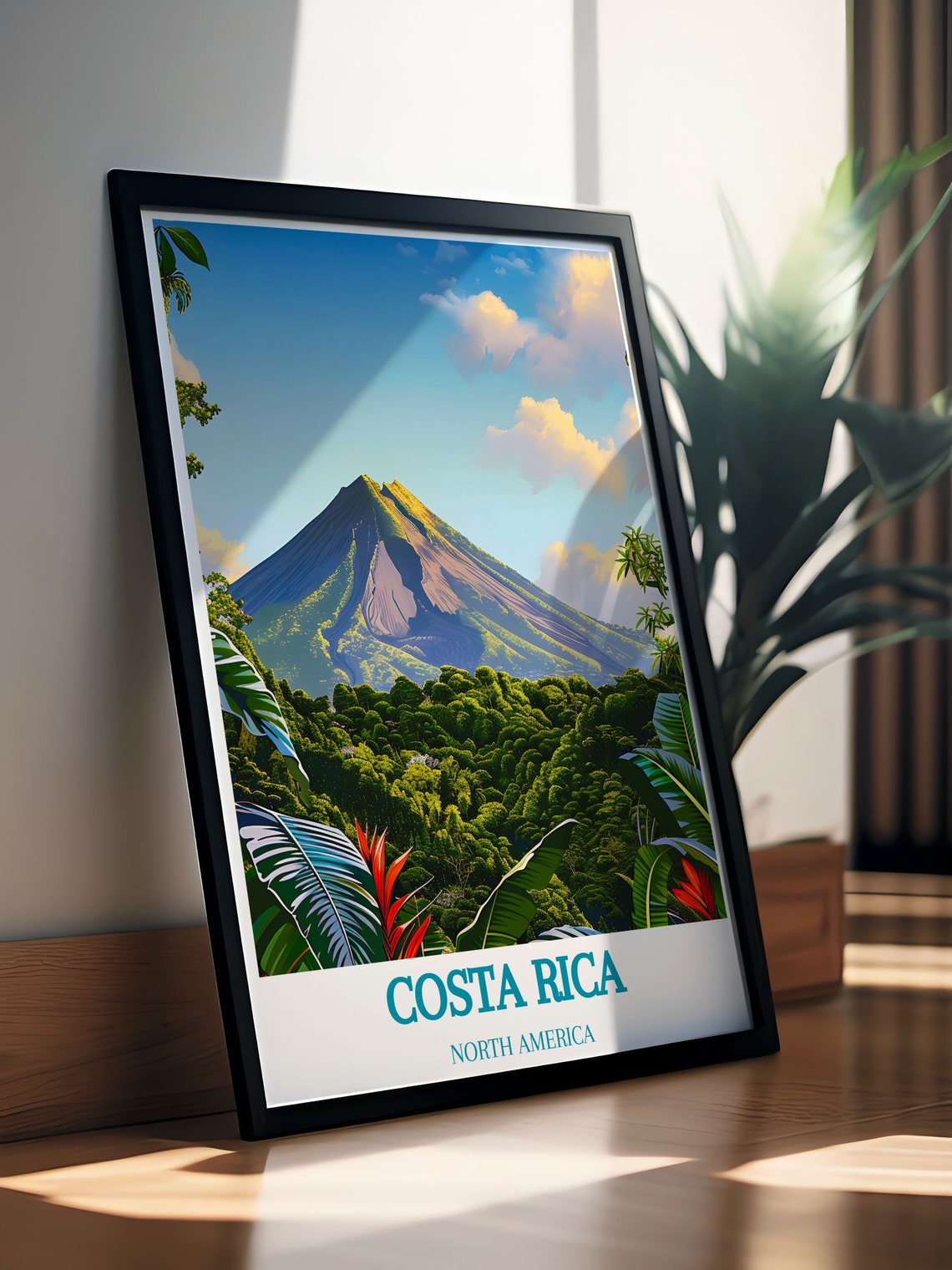Costa Rica Arenal Volcano Lush Rainforest Sunrise Travel Poster - Image 2