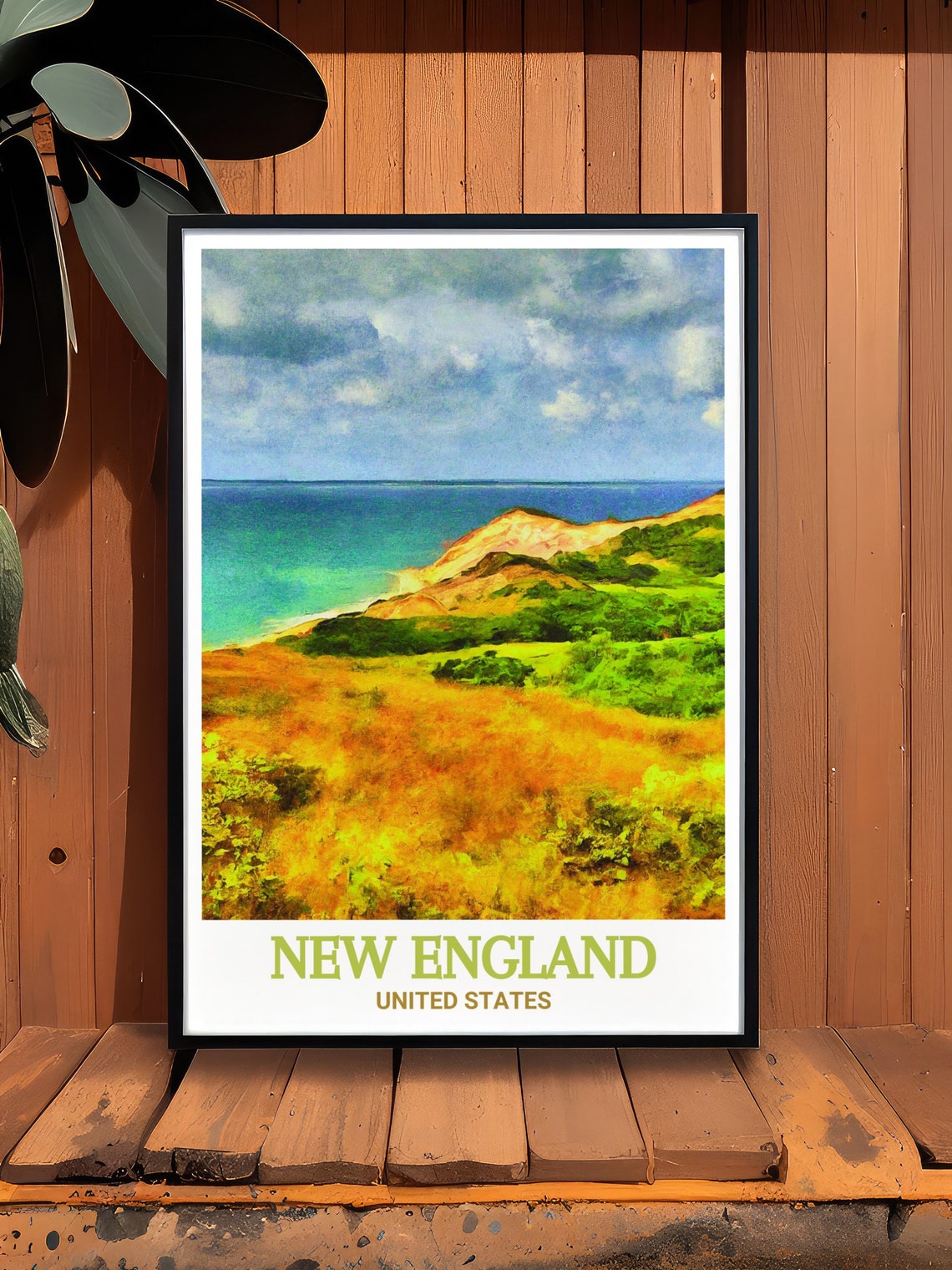 New England Turquoise Coastline Cliffs Ocean View Travel Poster - Image 2