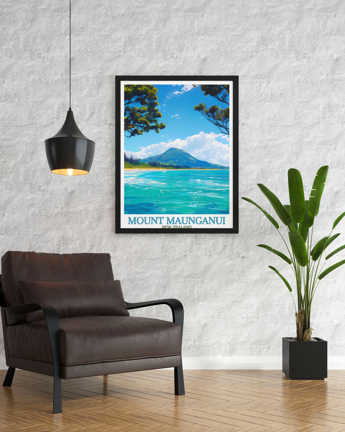 Mount Maunganui Turquoise Sea Waves Mauao New Zealand Poster - Image 3