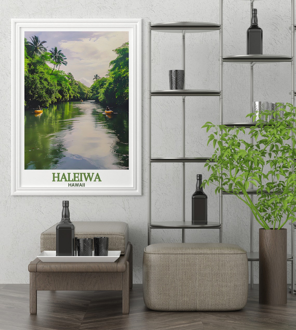 Hawaii Haleiwa Anahulu River Kayaks Jungle Waterway Tropical Poster - Image 3