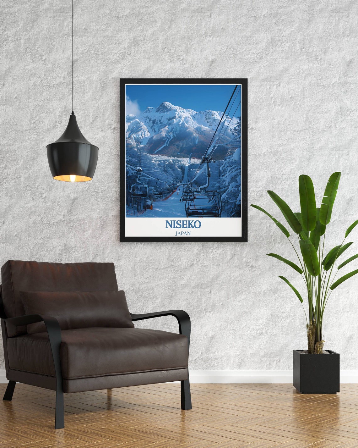 Niseko Japan Chairlift Rising Toward Mount Yotei Summit Poster - Image 2