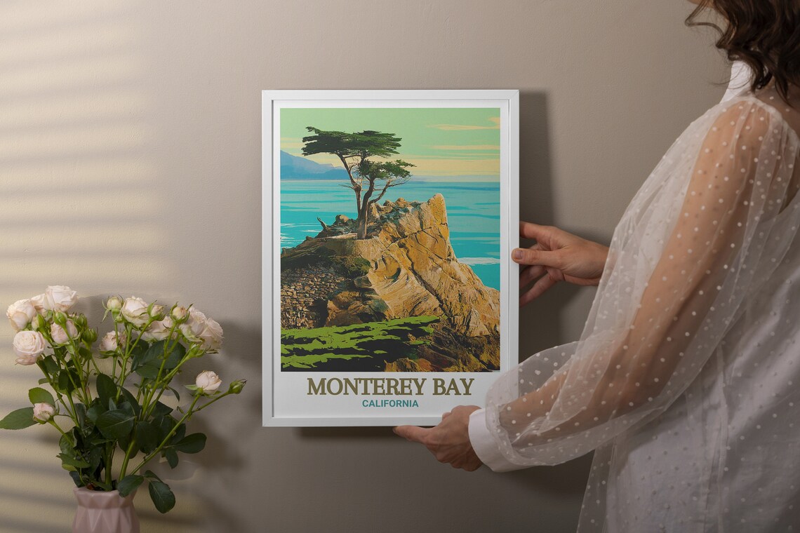 Monterey Bay Lone Cypress 17 Mile Drive California Travel Poster - Image 3