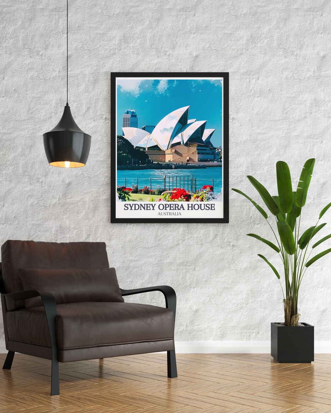 Sydney Opera House Botanic Garden Red Flower View Travel Poster - Image 2