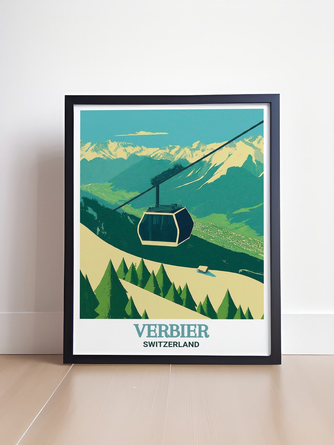 Verbier Switzerland Gondola Cabin Alpine Valley Cable Car Poster - Image 4