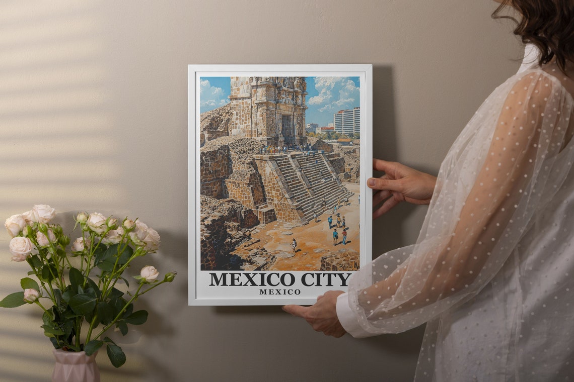 Templo Mayor Aztec Ruins with Tourists in Mexico City Mexico Poster - Image 2