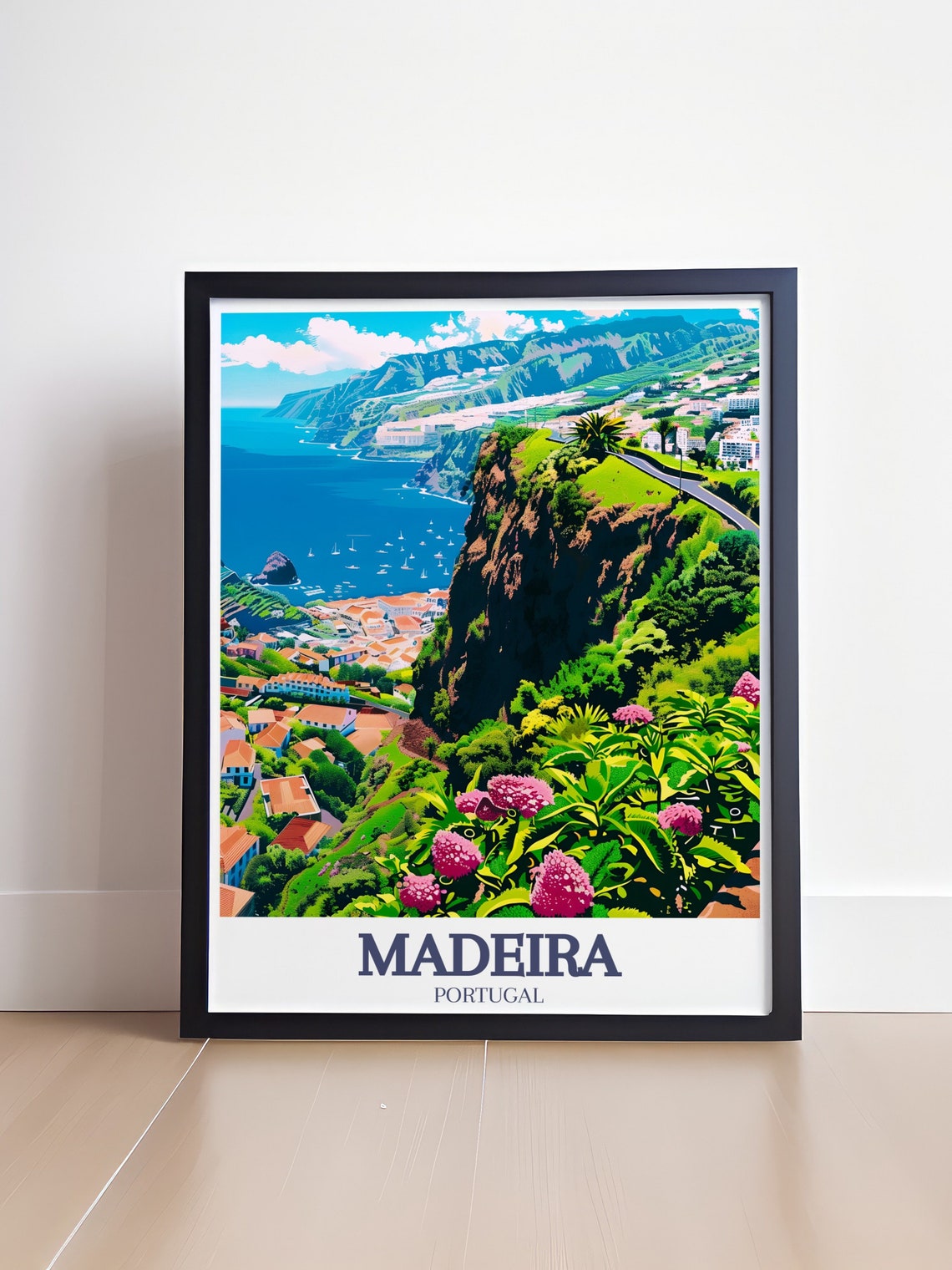 Madeira Portugal Lush Green Coast Cliffs Valley Travel Poster - Image 4