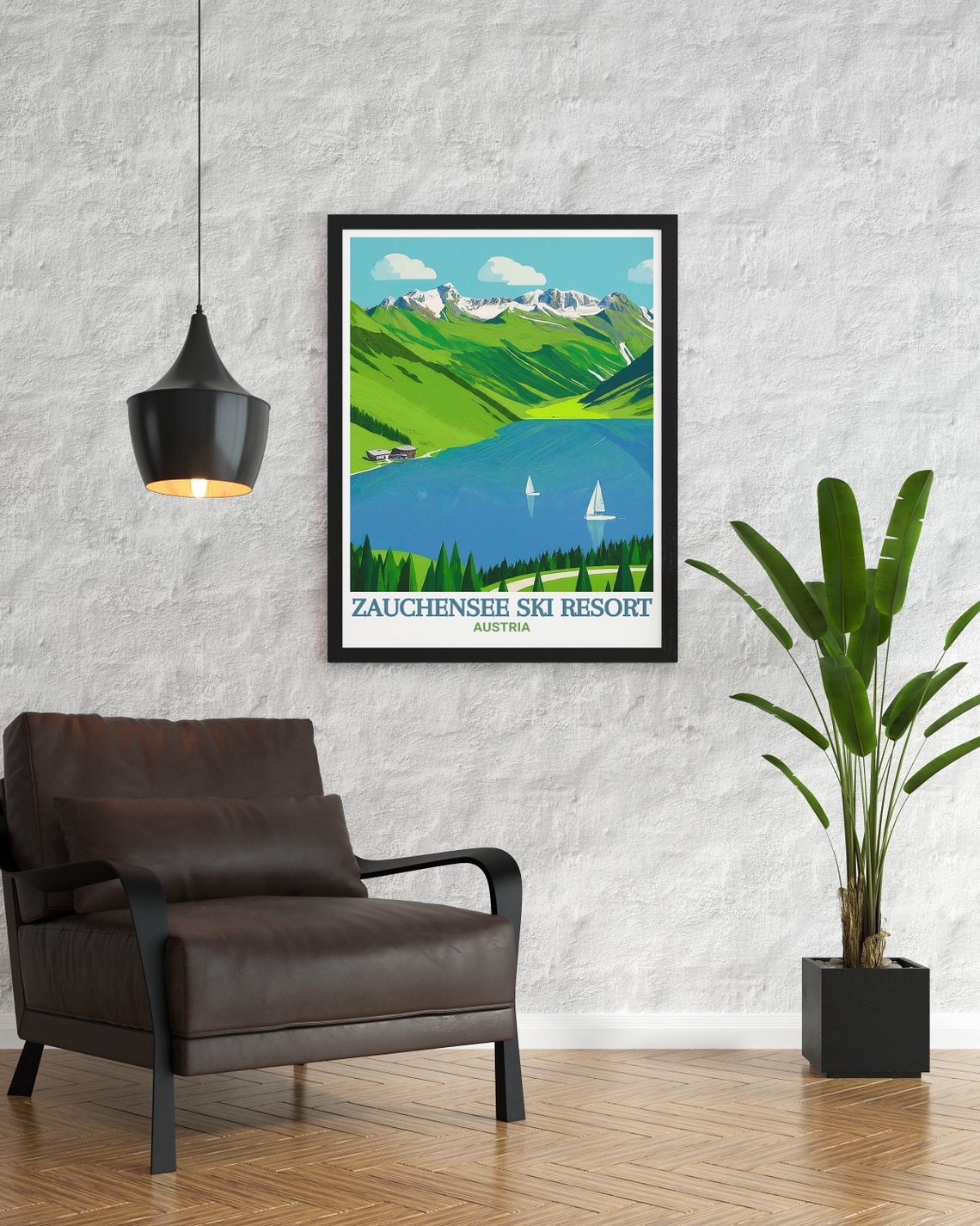 Zauchensee Ski Resort Austria Summer Lake Sailboats Mountain Poster - Image 2