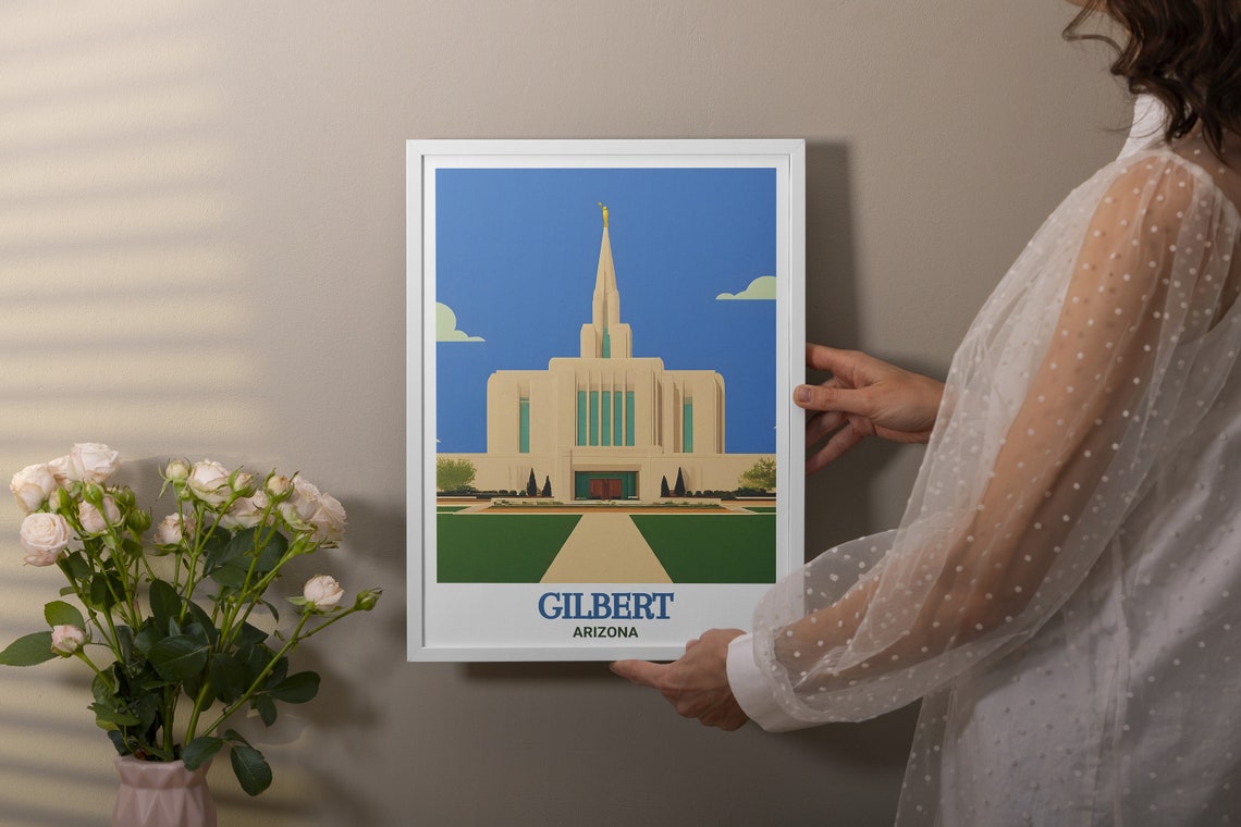 Gilbert Arizona Temple Landmark Building Illustration Travel Poster - Image 2