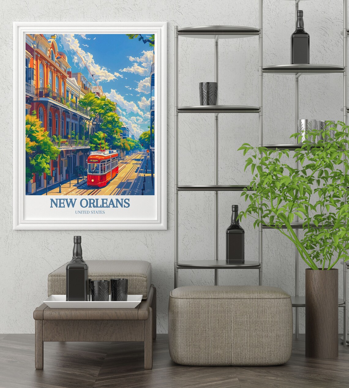 New Orleans United States Travel Poster Red Streetcar City Street - Image 2