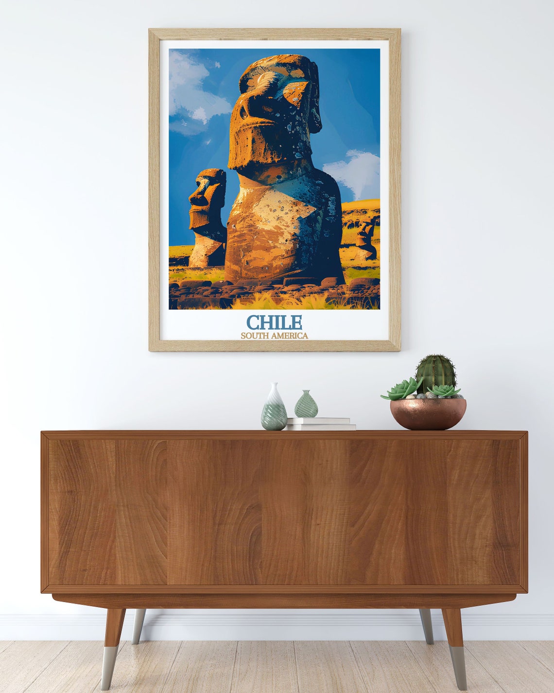 Chile Easter Island Ancient Moai Statues Mystical Travel Poster - Image 2