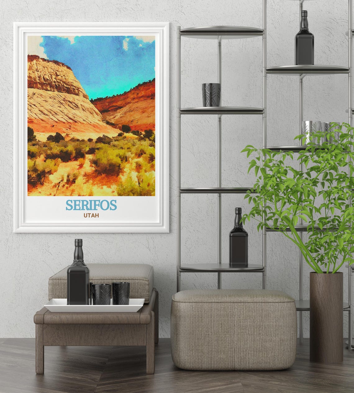Serifos Utah Golden Desert Cliffs Warm Sunshine Travel Poster - Image 2