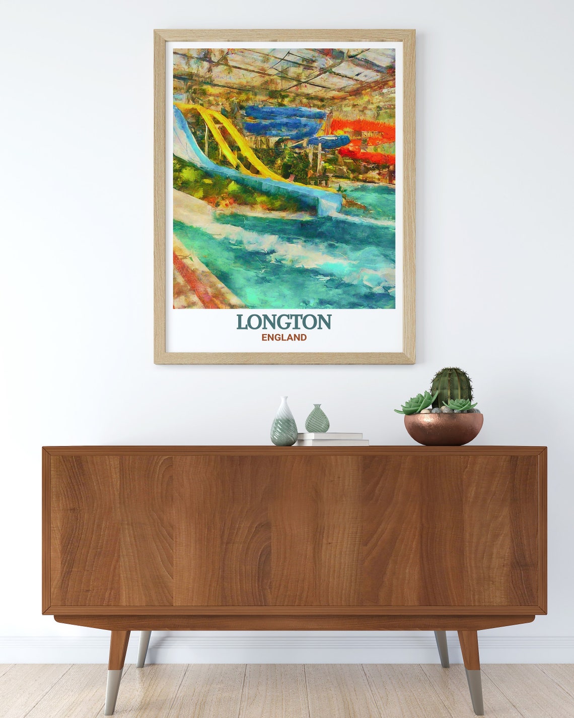Longton Waterworld Waterpark Slides England Fun Day Travel Poster - Image 2